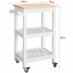 SoBuy Wood Kitchen Storage Serving Trolley Cart Shelf With Castors FKW67-WN -SOBUY Shop 10359062 3