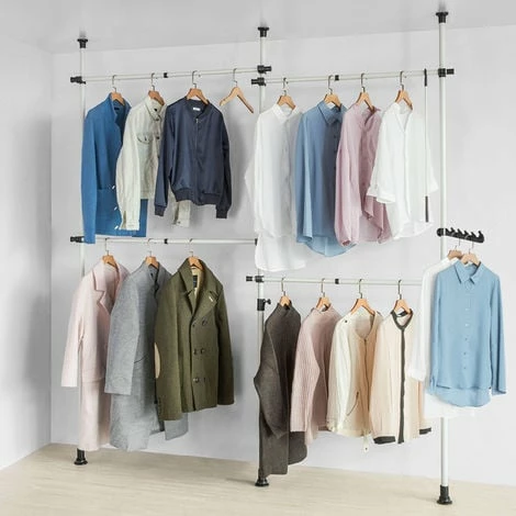 SoBuy Clothes Racks Telescopic Wardrobe Organiser Hanging Rail Clothes Storage Shelf,KLS03 1 SoBuy Clothes Racks Telescopic Wardrobe Organiser Hanging Rail Clothes Storage Shelf,KLS03