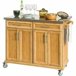 SoBuy Extendable Worktop Kitchen Trolley Island Storage Cupboard, FKW69-N