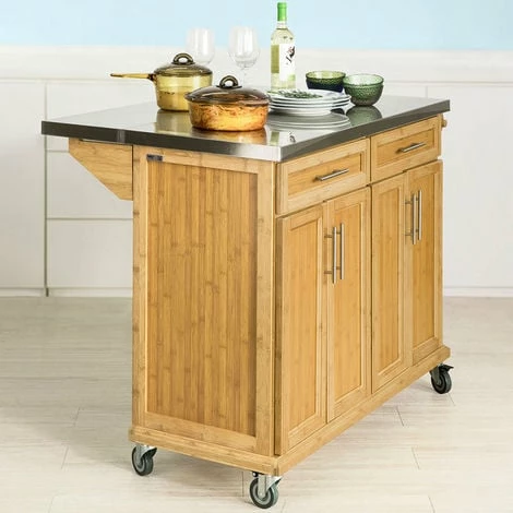 SoBuy Extendable Worktop Kitchen Trolley Island Storage Cupboard, FKW69-N 3 SoBuy Extendable Worktop Kitchen Trolley Island Storage Cupboard, FKW69-N - Image 3