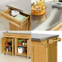 SoBuy Extendable Worktop Kitchen Trolley Island Storage Cupboard, FKW69-N 9 SoBuy Extendable Worktop Kitchen Trolley Island Storage Cupboard, FKW69-N -SOBUY Shop 11278579 5