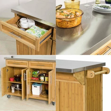 SoBuy Extendable Worktop Kitchen Trolley Island Storage Cupboard, FKW69-N 5 SoBuy Extendable Worktop Kitchen Trolley Island Storage Cupboard, FKW69-N - Image 5