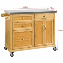 SoBuy Stainless Worktop Kitchen Trolley Island Storage Cupboard, FKW70-N -SOBUY Shop 11278580 3