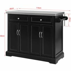 SoBuy Extendable Kitchen Trolley Island Storage Cupboard Black,FKW71-SCH -SOBUY Shop 11278582 4