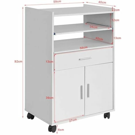 SoBuy Kitchen Wheeled Microwave Shelf,Storage Cupboard Cabinet Unit, FSB09-W SoBuy Kitchen Wheeled Microwave Shelf,Storage Cupboard Cabinet Unit, FSB09-W -SOBUY Shop 11278584 2