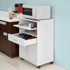 SoBuy Kitchen Wheeled Microwave Shelf,Storage Cupboard Cabinet Unit, FSB09-W 3 SoBuy Kitchen Wheeled Microwave Shelf,Storage Cupboard Cabinet Unit, FSB09-W -SOBUY Shop 11278584 4