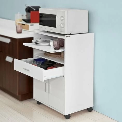 SoBuy Kitchen Wheeled Microwave Shelf,Storage Cupboard Cabinet Unit, FSB09-W SoBuy Kitchen Wheeled Microwave Shelf,Storage Cupboard Cabinet Unit, FSB09-W -SOBUY Shop 11278584 4