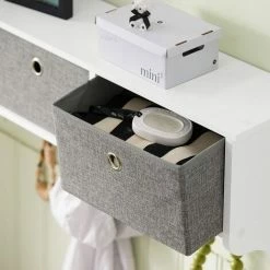 SoBuy White Wood Wall Storage Cabinet Unit With 3 Baskets & Hooks FRG282-W 4 SoBuy White Wood Wall Storage Cabinet Unit With 3 Baskets & Hooks FRG282-W -SOBUY Shop 11489460 5