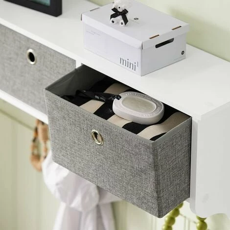 SoBuy White Wood Wall Storage Cabinet Unit with 3 Baskets & Hooks FRG282-W SoBuy White Wood Wall Storage Cabinet Unit With 3 Baskets & Hooks FRG282-W -SOBUY Shop 11489460 5