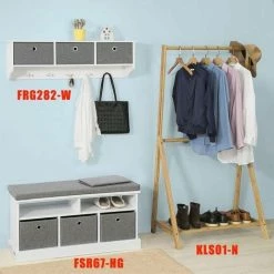 SoBuy 3 Baskets 2 Racks Storage Bench Shoe Rack Seat Stool With Removable Padded Seat,FSR67-HG -SOBUY Shop 11489461 5