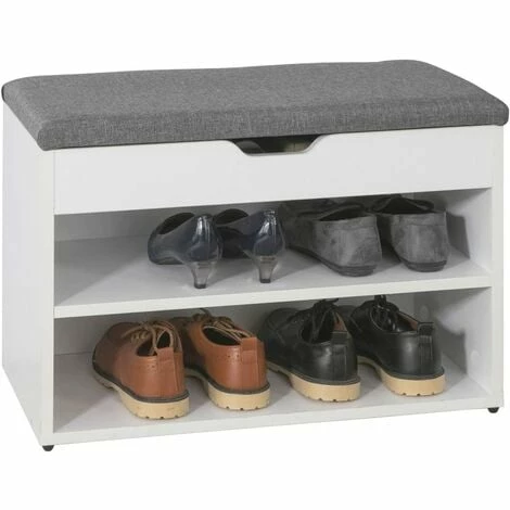 SoBuy White Wood 2 Tiers Shoe Storage Bench Cabinet with Padded Seat FSR25-HG SoBuy White Wood 2 Tiers Shoe Storage Bench Cabinet With Padded Seat FSR25-HG -SOBUY Shop 11751723 1