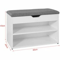 SoBuy White Wood 2 Tiers Shoe Storage Bench Cabinet With Padded Seat FSR25-HG 4 SoBuy White Wood 2 Tiers Shoe Storage Bench Cabinet With Padded Seat FSR25-HG -SOBUY Shop 11751723 5
