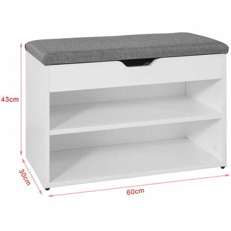 SoBuy White Wood 2 Tiers Shoe Storage Bench Cabinet with Padded Seat FSR25-HG SoBuy White Wood 2 Tiers Shoe Storage Bench Cabinet With Padded Seat FSR25-HG -SOBUY Shop 11751723 5