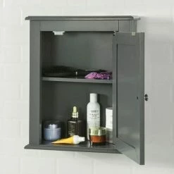 SoBuy Wood Wall Mounted Bathroom Storage Cabinet With Door Grey FRG203-DG 2 SoBuy Wood Wall Mounted Bathroom Storage Cabinet With Door Grey FRG203-DG -SOBUY Shop 11751725 3