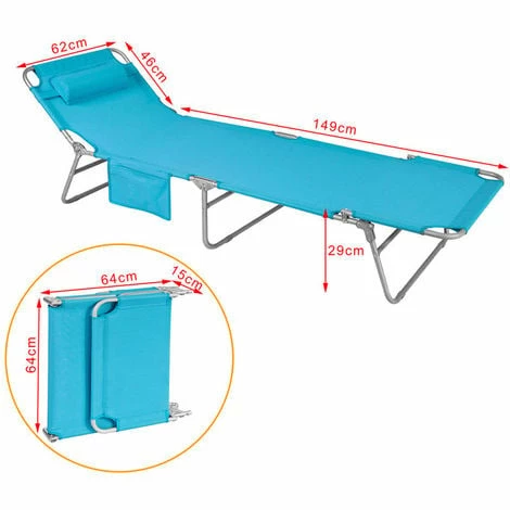 SoBuy Set Of 2 Adjustable Folding Outdoor Camping Chair Bed,Blue OGS35-Bx2 2 SoBuy Set Of 2 Adjustable Folding Outdoor Camping Chair Bed,Blue OGS35-Bx2 - Image 2