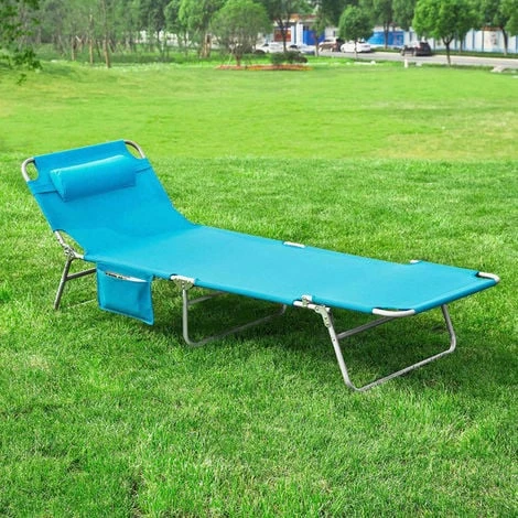 SoBuy Set Of 2 Adjustable Folding Outdoor Camping Chair Bed,Blue OGS35-Bx2 4 SoBuy Set Of 2 Adjustable Folding Outdoor Camping Chair Bed,Blue OGS35-Bx2 - Image 4