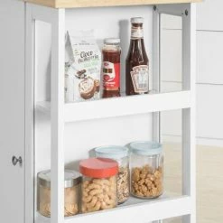 SoBuy Kitchen Storage Serving Trolley Cart With 3-tier Side Rack FKW75-WN 4 SoBuy Kitchen Storage Serving Trolley Cart With 3-tier Side Rack FKW75-WN -SOBUY Shop 11930688 5