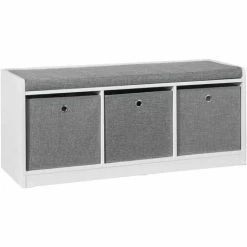SoBuy Hallway Entrance 3 Baskets Storage Bench With Padded Seat FSR65-DG