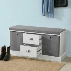 Alternative view of SoBuy Hallway Shoe Storage Bench Cabinet With 2 Baskets And Drawers FSR66-HG