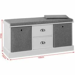 SoBuy Hallway Shoe Storage Bench Cabinet With 2 Baskets And Drawers FSR66-HG -SOBUY Shop 11930693 4