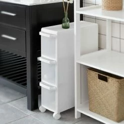 SoBuy 3 Drawers Storage Unit /Cart, Slide Out Tower Cabine FRG41-K-W -SOBUY Shop 12271623 4
