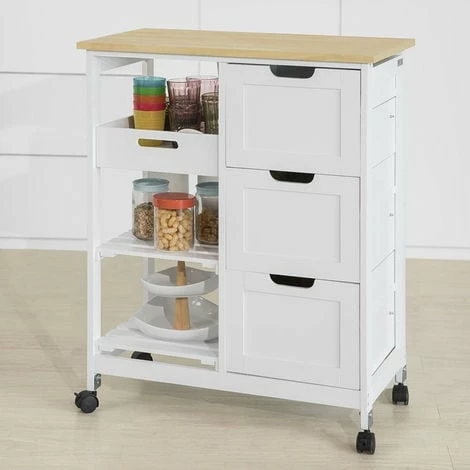 SoBuy Kitchen Storage Trolley With 3 Drawers,FKW79-W 1 SoBuy Kitchen Storage Trolley With 3 Drawers,FKW79-W