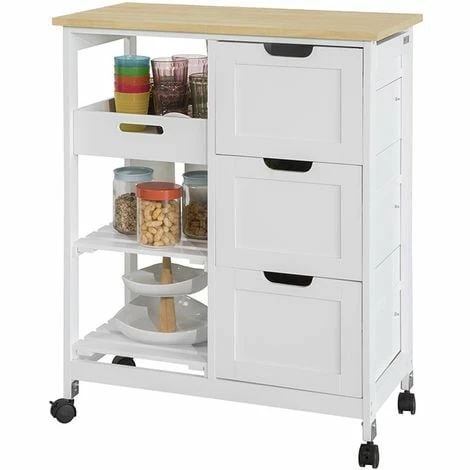 SoBuy Kitchen Storage Trolley With 3 Drawers,FKW79-W 4 SoBuy Kitchen Storage Trolley With 3 Drawers,FKW79-W - Image 4