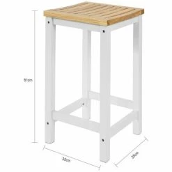 SoBuy Set Of 2 Wooden Kitchen Breakfast Bar Stool, Kitchen Stool Dining Stool Bathroom Stool,FST29-WNx2 -SOBUY Shop 13513848 3