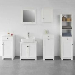 SoBuy White Wall Mounted Single Door Bathroom Cabinet,BZR19-W -SOBUY Shop 13727673 4