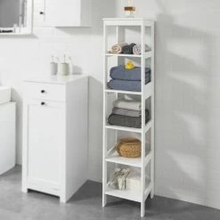 SoBuy White 5 Tiers Bathroom Shelf Storage Shelf Cabinet Unit,BZR14-W