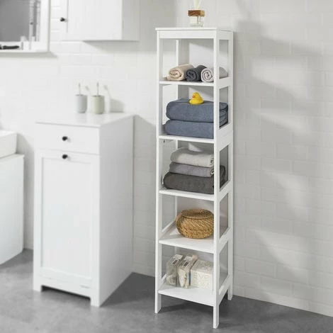 SoBuy White 5 Tiers Bathroom Shelf Storage Shelf Cabinet Unit,BZR14-W 1 SoBuy White 5 Tiers Bathroom Shelf Storage Shelf Cabinet Unit,BZR14-W