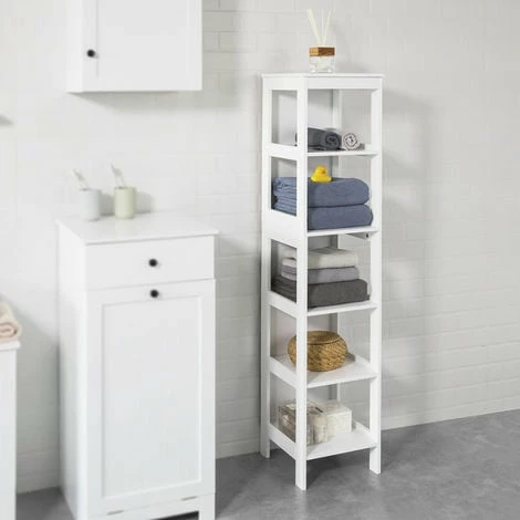 SoBuy White 5 Tiers Bathroom Shelf Storage Shelf Cabinet Unit,BZR14-W 2 SoBuy White 5 Tiers Bathroom Shelf Storage Shelf Cabinet Unit,BZR14-W - Image 2