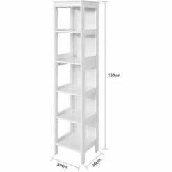 SoBuy White 5 Tiers Bathroom Shelf Storage Shelf Cabinet Unit,BZR14-W 7 SoBuy White 5 Tiers Bathroom Shelf Storage Shelf Cabinet Unit,BZR14-W -SOBUY Shop 14359062 3