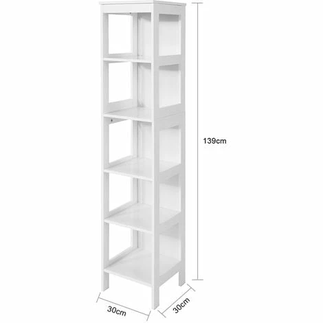 SoBuy White 5 Tiers Bathroom Shelf Storage Shelf Cabinet Unit,BZR14-W 3 SoBuy White 5 Tiers Bathroom Shelf Storage Shelf Cabinet Unit,BZR14-W - Image 3