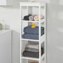 SoBuy White 5 Tiers Bathroom Shelf Storage Shelf Cabinet Unit,BZR14-W 8 SoBuy White 5 Tiers Bathroom Shelf Storage Shelf Cabinet Unit,BZR14-W -SOBUY Shop 14359062 4