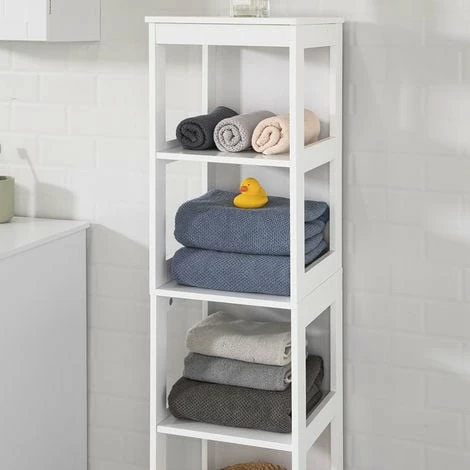 SoBuy White 5 Tiers Bathroom Shelf Storage Shelf Cabinet Unit,BZR14-W 4 SoBuy White 5 Tiers Bathroom Shelf Storage Shelf Cabinet Unit,BZR14-W - Image 4