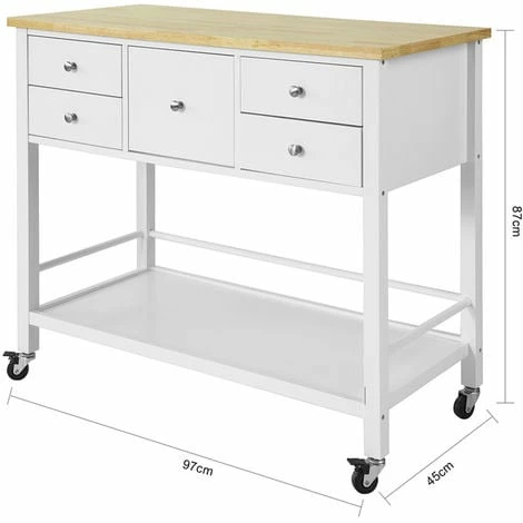 SoBuy Kitchen Trolley Cart Kitchen Storage Trolley with 5 Drawers and Storage Shelf,FKW80-WN SoBuy Kitchen Trolley Cart Kitchen Storage Trolley With 5 Drawers And Storage Shelf,FKW80-WN -SOBUY Shop 14359066 3