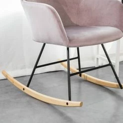 SoBuy Rocking Chair Armchair Lounge Chair Relaxing Chair Recliner Velvet Seat,FST68-P -SOBUY Shop 14359073 4