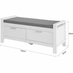 SoBuy 2 Drawers Shoe Bench Shoe Rack Shoe Cabinet Hallway Storage Bench With Seat Cushion,FSR74-W -SOBUY Shop 14484247 5