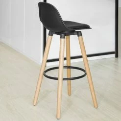 SoBuy Kitchen Breakfast Barstool, Cool Bar Stool With PU Leather Padded Seat & Beech Wood Legs,FST70-SCH -SOBUY Shop 14648892 3