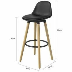 SoBuy Kitchen Breakfast Barstool, Cool Bar Stool With PU Leather Padded Seat & Beech Wood Legs,FST70-SCH -SOBUY Shop 14648892 4