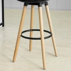 SoBuy Kitchen Breakfast Barstool, Cool Bar Stool With PU Leather Padded Seat & Beech Wood Legs,FST70-SCH -SOBUY Shop 14648892 5