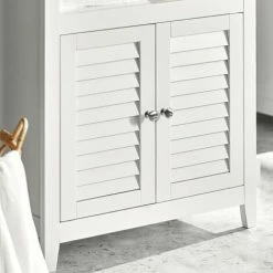 SoBuy Bathroom Cabinet Bathroom Shelf Bathroom Storage Cabinet Unit,BZR13-W -SOBUY Shop 14648894 4