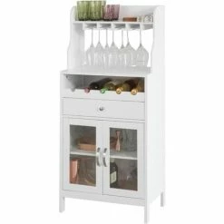 SoBuy Kitchen Dining Room Storage Cabinet Cupboard Sideboard Wine Rack Wine Cabinet,FSB24-W