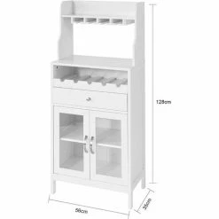 SoBuy Kitchen Dining Room Storage Cabinet Cupboard Sideboard Wine Rack Wine Cabinet,FSB24-W -SOBUY Shop 15769029 4