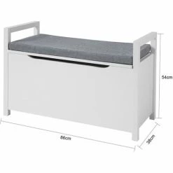 SoBuy Storage Bench With Lift Up Top And Seat Cushion, Bench With Storage Chest, Toy Chest, FSR76-W -SOBUY Shop 15935782 3