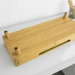 SoBuy 2 Drawers Bamboo Monitor Stand Computer Screen Monitor Stand Monitor Riser Desk Organizer,BBF06-N -SOBUY Shop 15935796 5