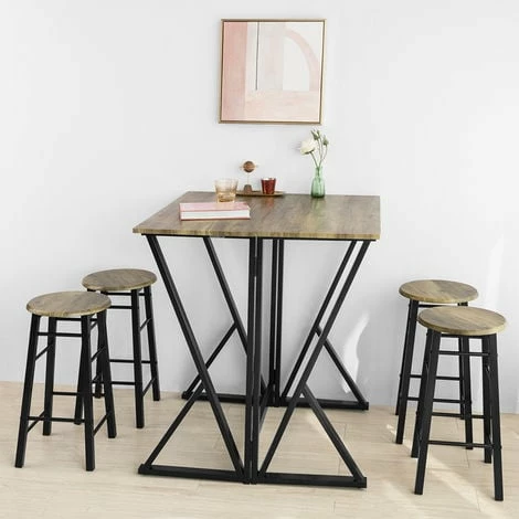 SoBuy Bar Set-Half-folded Bar Table and 4 Stools, 5 Pieces Home Kitchen Breakfast Bar, OGT24-N SoBuy Bar Set-Half-folded Bar Table And 4 Stools, 5 Pieces Home Kitchen Breakfast Bar, OGT24-N -SOBUY Shop 16499644 1