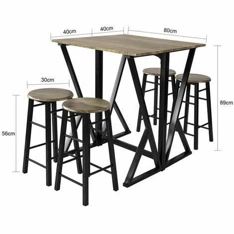 SoBuy Bar Set-Half-folded Bar Table and 4 Stools, 5 Pieces Home Kitchen Breakfast Bar, OGT24-N SoBuy Bar Set-Half-folded Bar Table And 4 Stools, 5 Pieces Home Kitchen Breakfast Bar, OGT24-N -SOBUY Shop 16499644 3