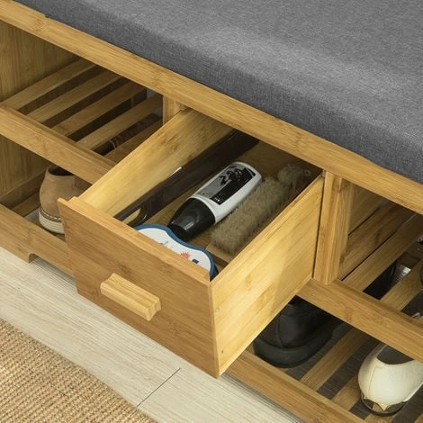 SoBuy Bamboo 2 Tiers Shoe Rack Shoe Bench with Seat Cushion, Hallway Shoe Storage Bench with Drawer,FSR75-N SoBuy Bamboo 2 Tiers Shoe Rack Shoe Bench With Seat Cushion, Hallway Shoe Storage Bench With Drawer,FSR75-N -SOBUY Shop 16499647 5